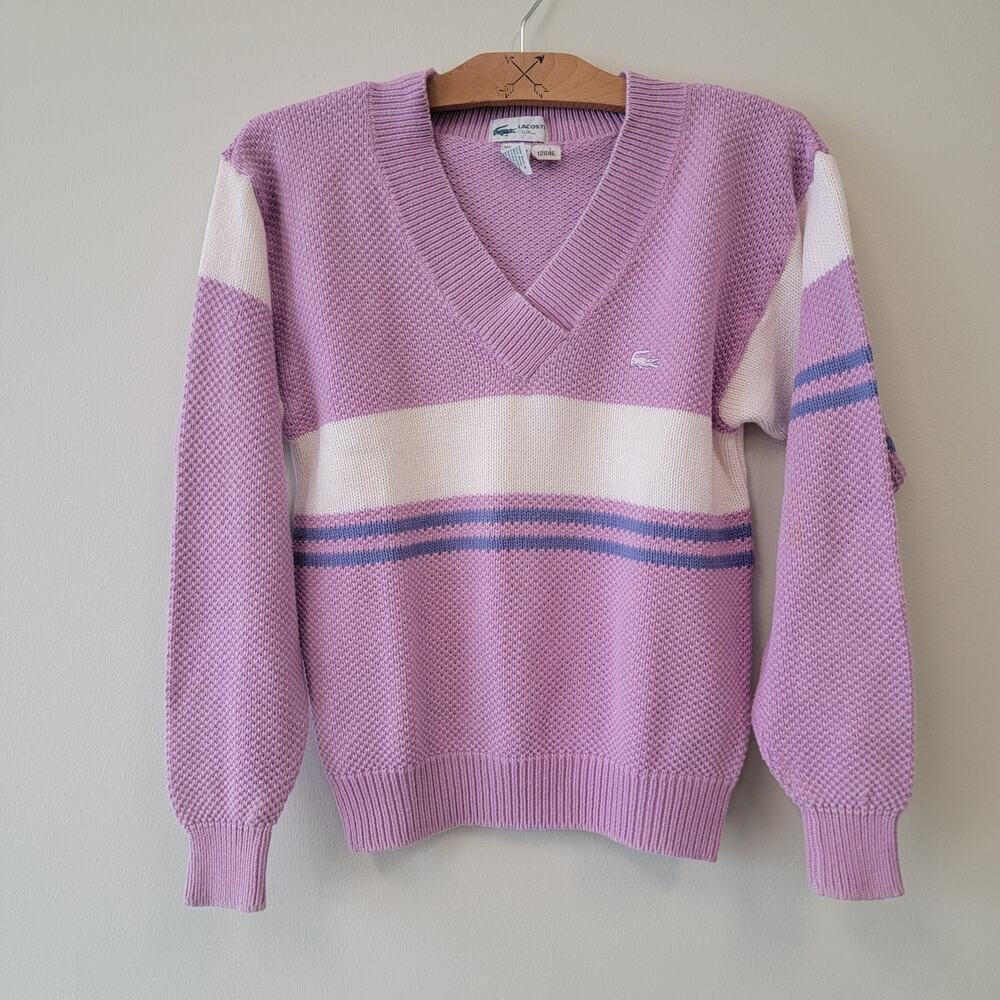 Vintage Lacoste Purple V Neck Sweater